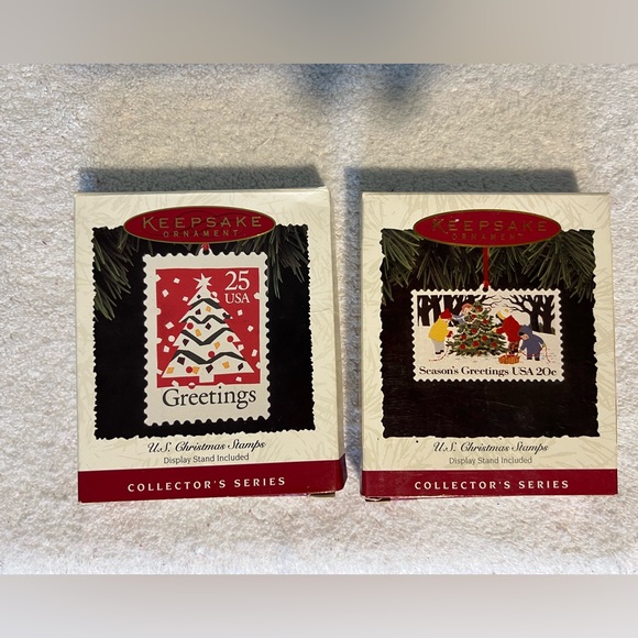 1994 & 1995 Hallmark Christmas Stamp Enamel on Copper Keepsake Holiday Ornaments - Picture 2 of 5